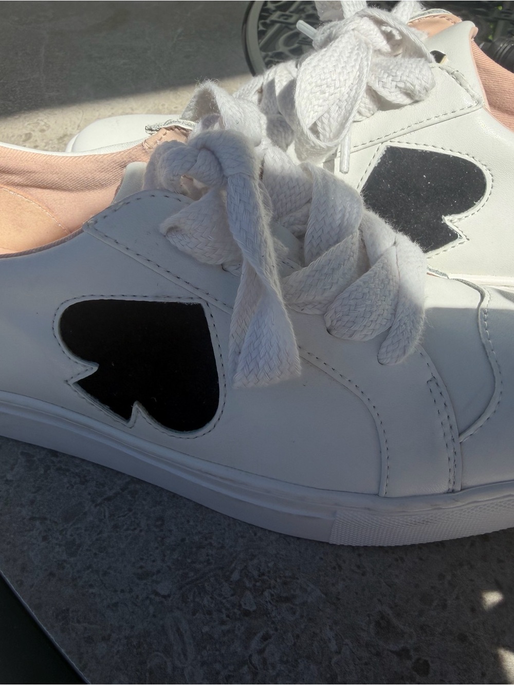 Kate Spade Women’s White Leather Sneakers with Black Spade Accent - Picture 5 of 5